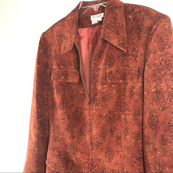 Vintage Due Per Due Silk Floral Zip Blazer, Sz 10 - Picture 3 of 8